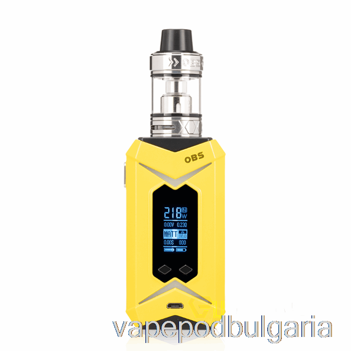 Vape 10000 Дръпки Obs Bat 218w & Damo Starter Kit Yellow Mod / Silver Tank